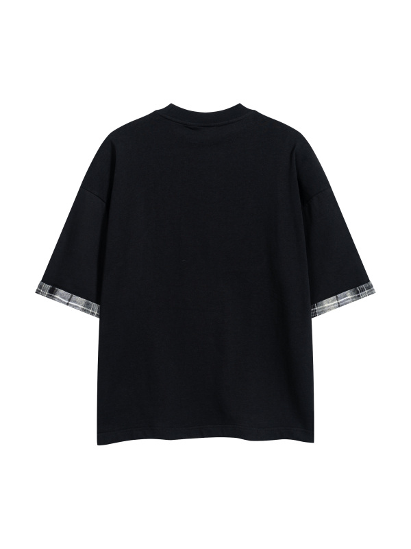 Unisex Plaid Paneled T-Shirt