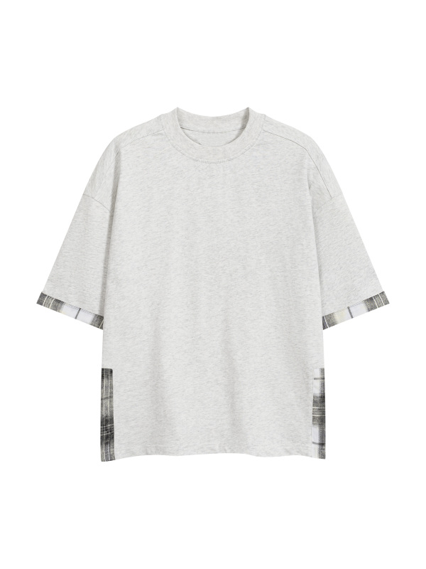 Unisex Plaid Paneled T-Shirt