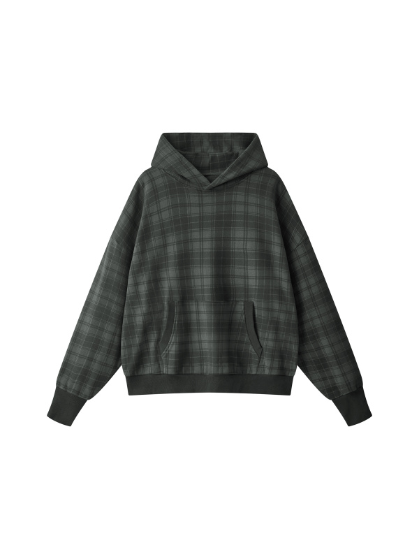 Unisex Plaid Color Block Hoodie