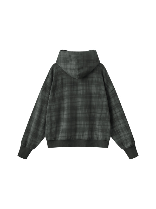 Unisex Plaid Color Block Hoodie
