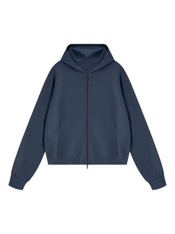 Unisex Vintage Wash Boxy Full Zip Hoodie