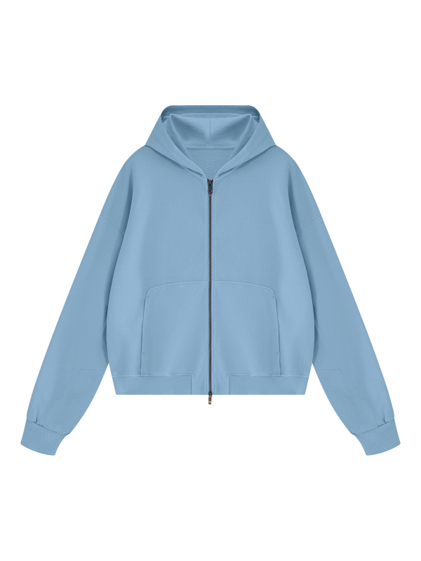 Unisex Vintage Wash Boxy Full Zip Hoodie