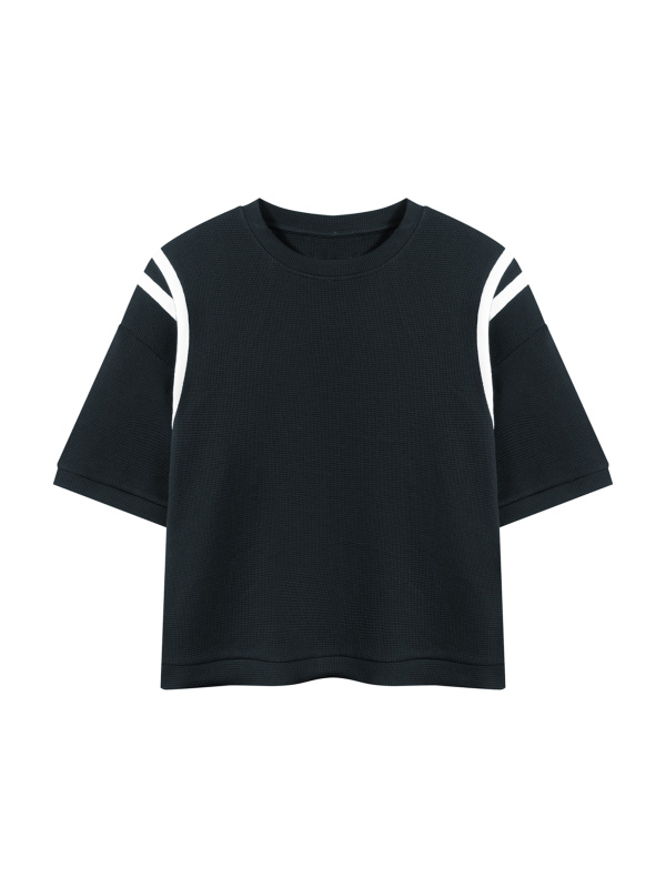 Unisex Color Block Waffle Boxy T-Shirt
