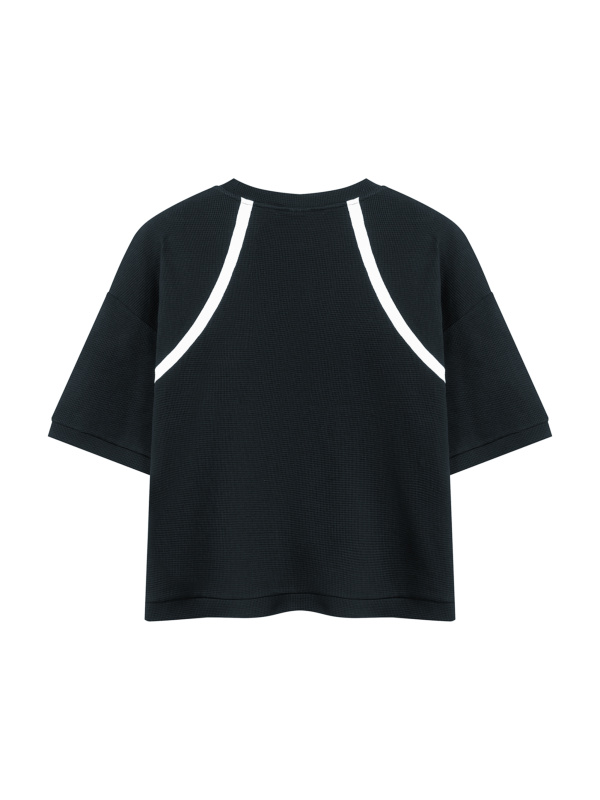 Unisex Color Block Waffle Boxy T-Shirt
