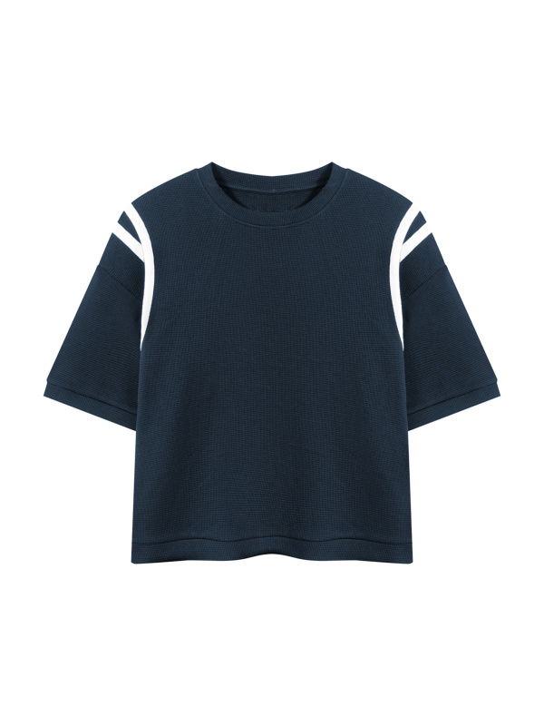 Unisex Color Block Waffle Boxy T-Shirt