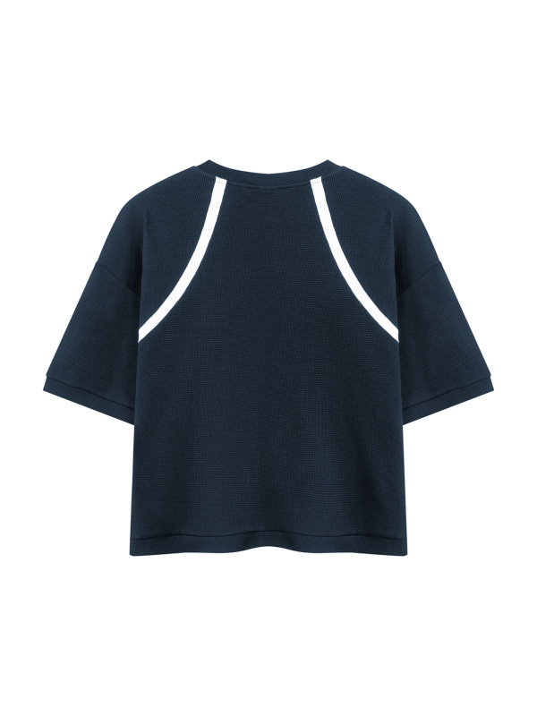 Unisex Color Block Waffle Boxy T-Shirt