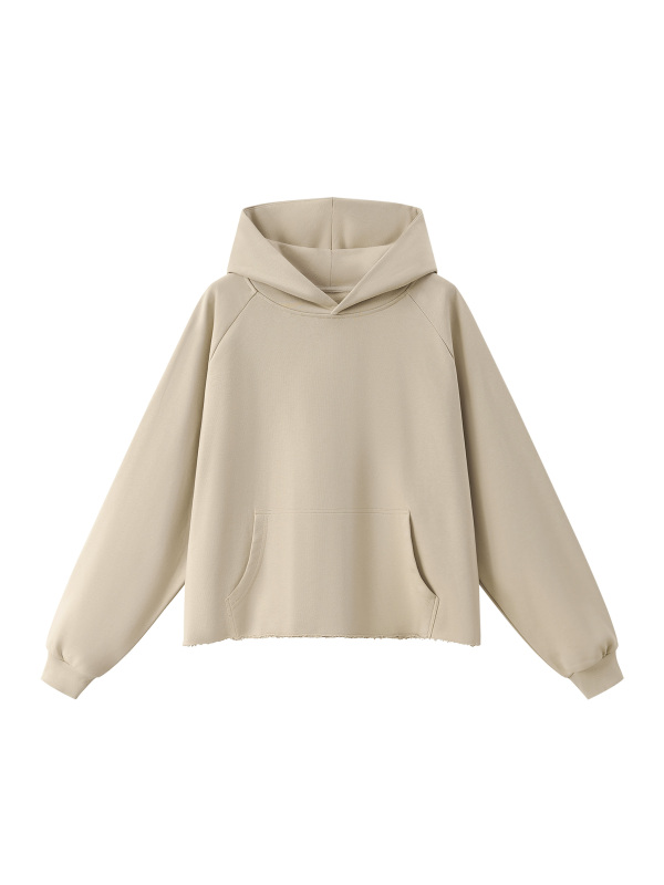 Unisex Vintage Wash Raw Edge Boxy Hoodie