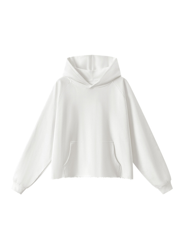 Unisex Vintage Wash Raw Edge Boxy Hoodie