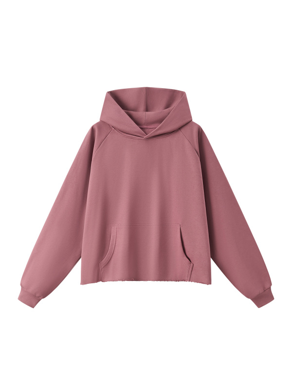 Unisex Vintage Wash Raw Edge Boxy Hoodie