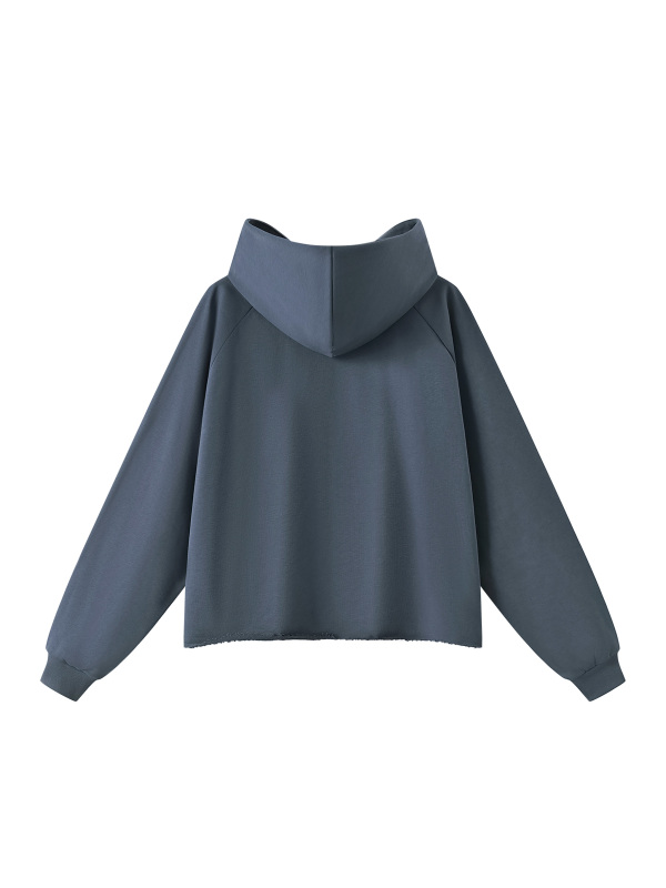 Unisex Vintage Wash Raw Edge Boxy Hoodie