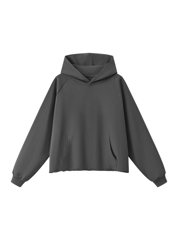 Unisex Vintage Wash Raw Edge Boxy Hoodie
