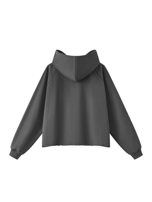 Unisex Vintage Wash Raw Edge Boxy Hoodie