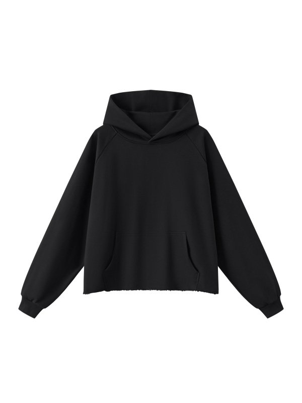 Unisex Vintage Wash Raw Edge Boxy Hoodie