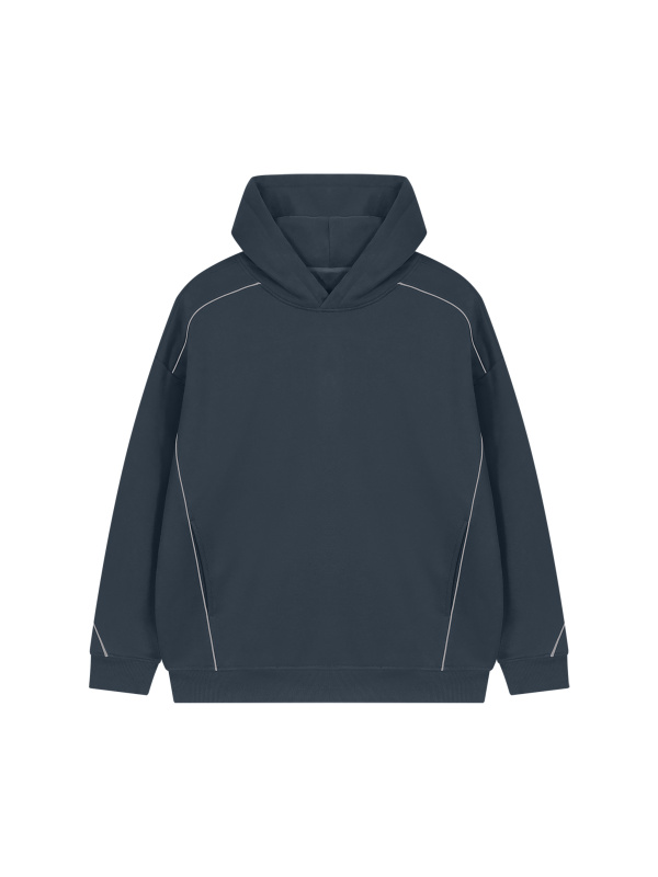 Unisex Oversized Piping Fleece Hoodie