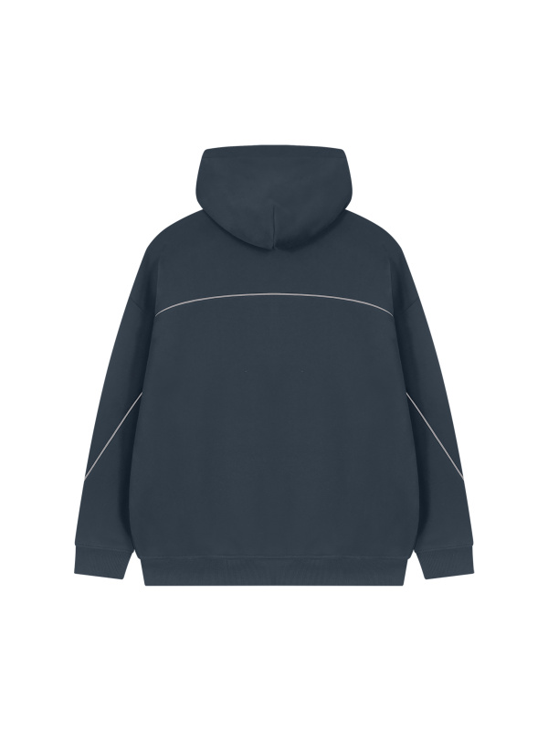 Unisex Oversized Piping Fleece Hoodie