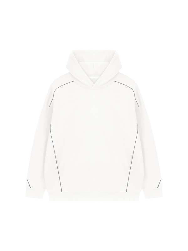 Unisex Oversized Piping Fleece Hoodie