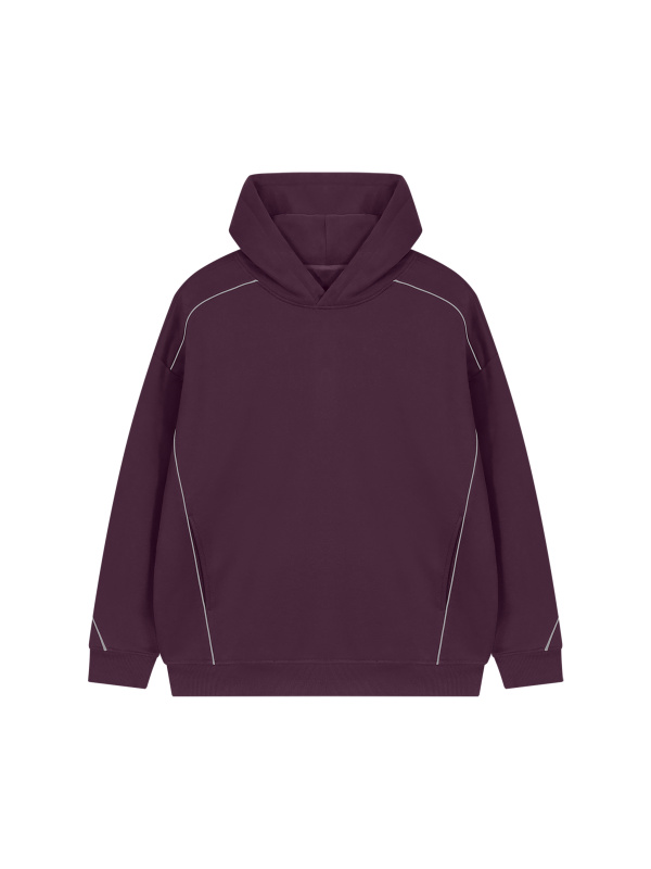 Unisex Oversized Piping Fleece Hoodie