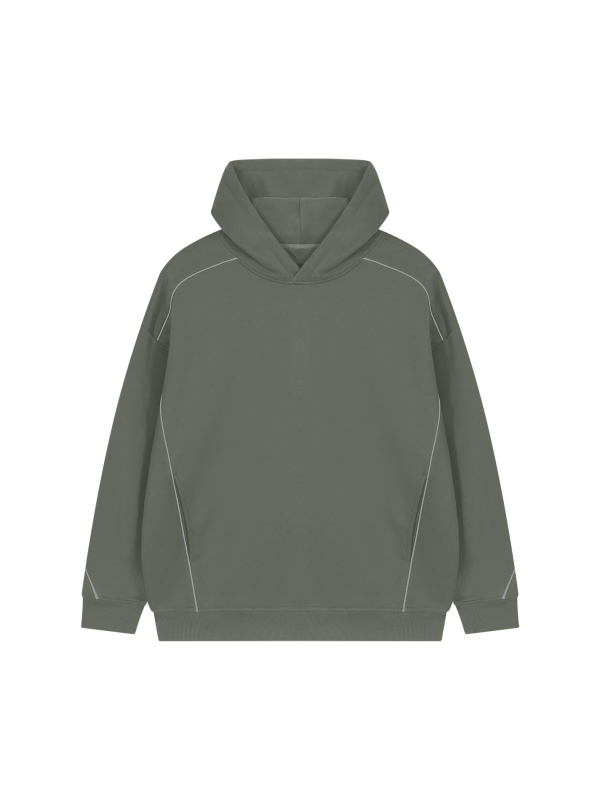 Unisex Oversized Piping Fleece Hoodie