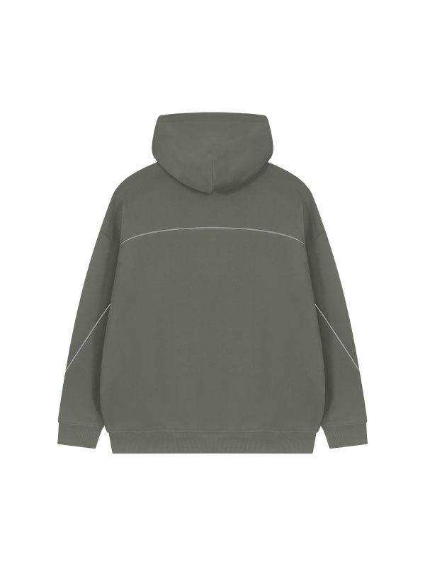 Unisex Oversized Piping Fleece Hoodie