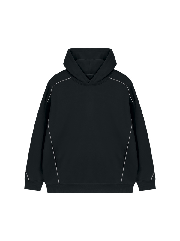 Unisex Oversized Piping Fleece Hoodie