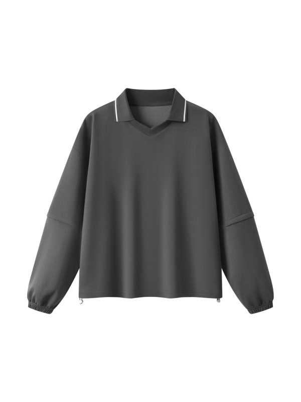 Unisex Boxy Collared Detachable Sweatshirt