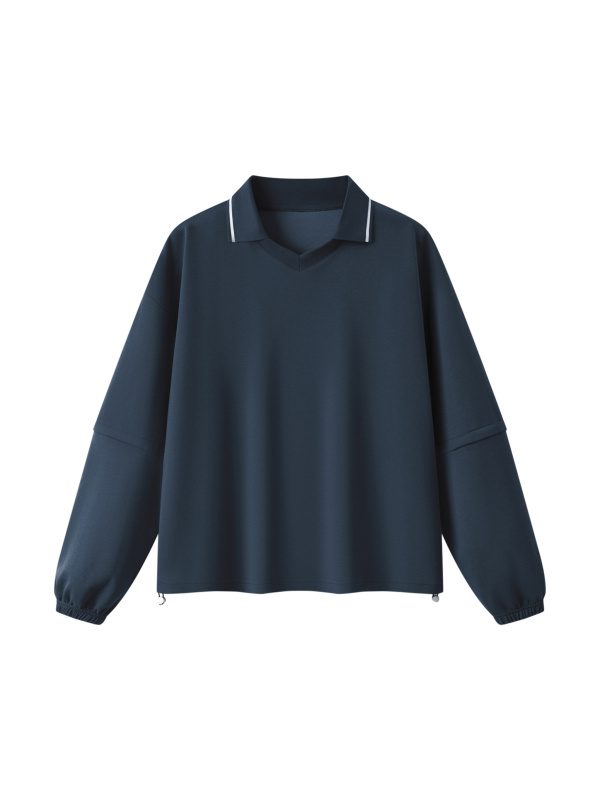 Unisex Boxy Collared Detachable Sweatshirt