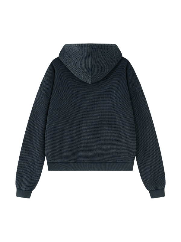 Unisex Mineral Wash Boxy Waffle Hoodie