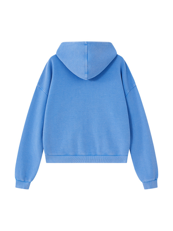 Unisex Mineral Wash Boxy Waffle Hoodie
