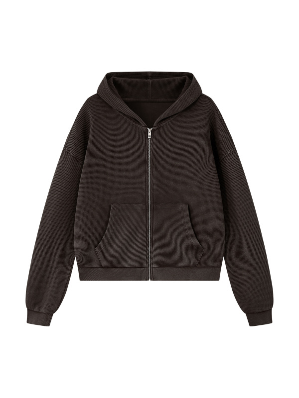 Unisex Mineral Wash Boxy Waffle Hoodie