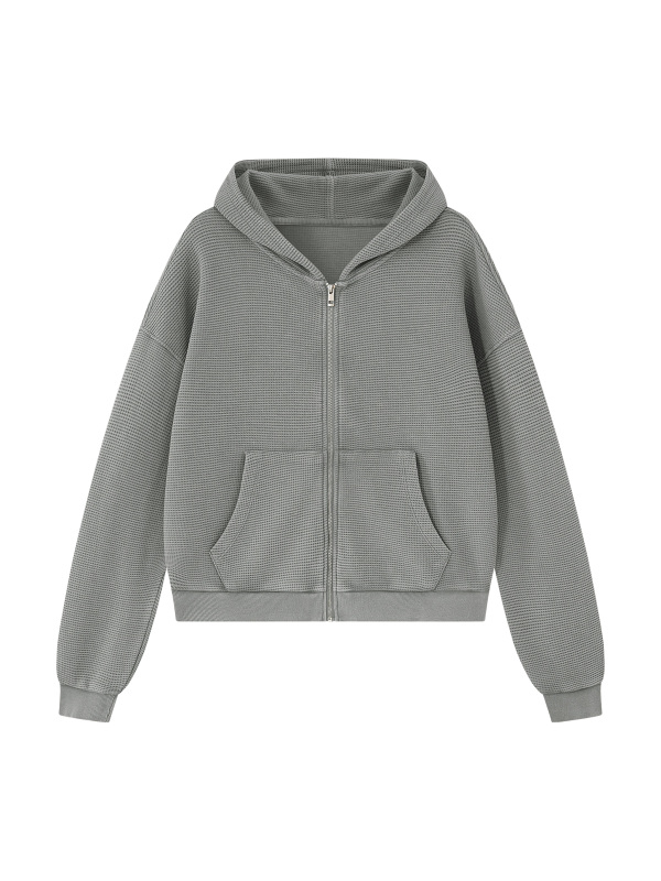 Unisex Mineral Wash Boxy Waffle Hoodie