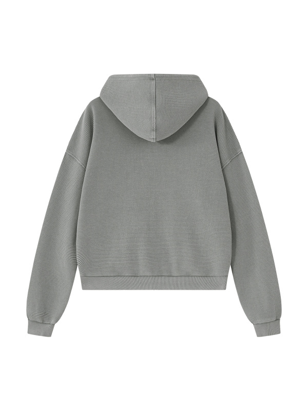 Unisex Mineral Wash Boxy Waffle Hoodie