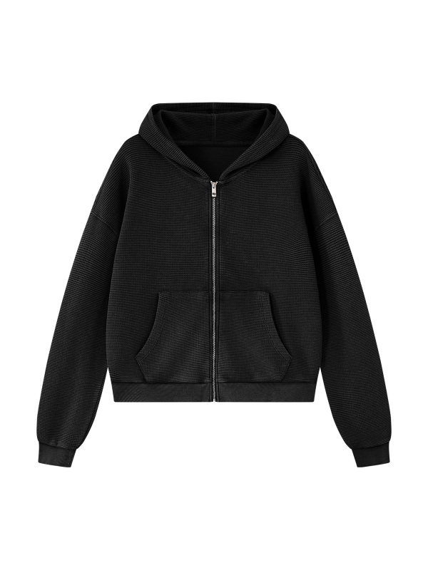 Unisex Mineral Wash Boxy Waffle Hoodie