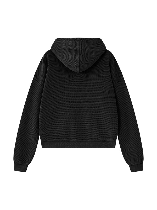Unisex Mineral Wash Boxy Waffle Hoodie