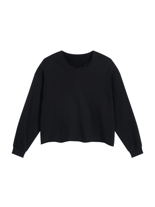 Unisex Paneled Raw Edge Boxy Sweatshirt