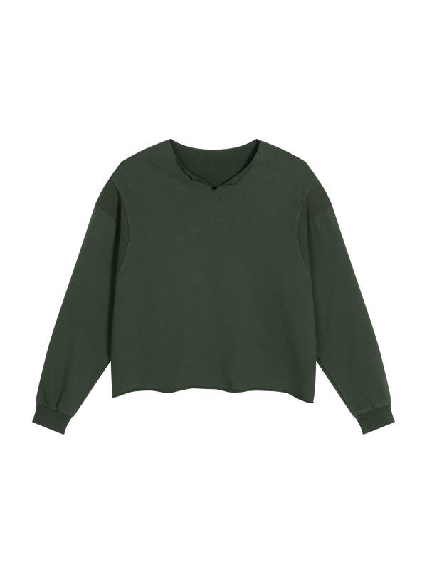 Unisex Paneled Raw Edge Boxy Sweatshirt