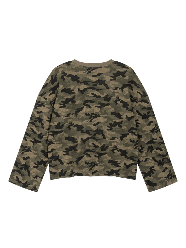 Unisex Camo Waffle Raw Edge T-Shirt
