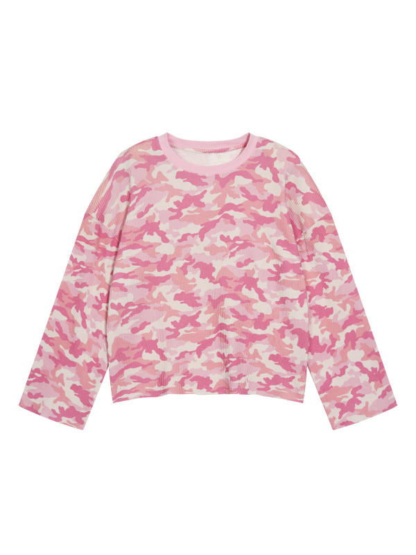 Unisex Camo Waffle Raw Edge T-Shirt