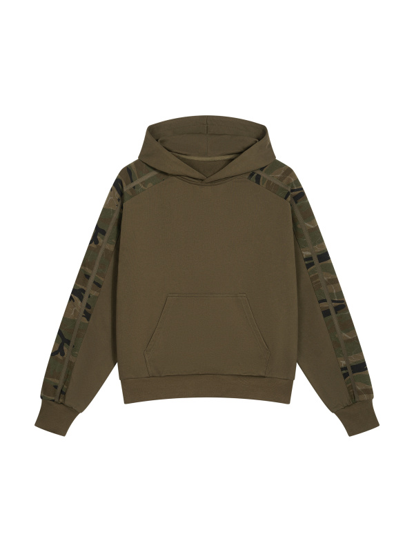 Unisex Boxy Camo Paneled Hoodie
