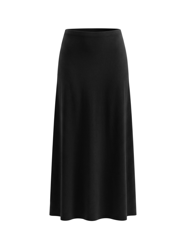 Women's Solid Color Knit Maxi Skirt