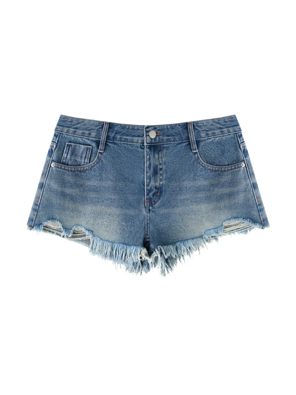 Women's Vintage Wash Raw Hem Denim Shorts