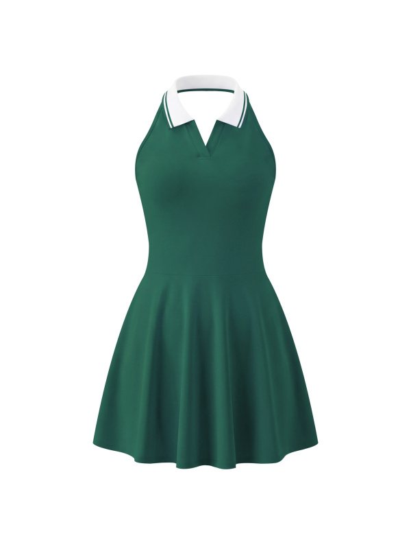 Women's Collared Halter A-Line Tennis Dress
