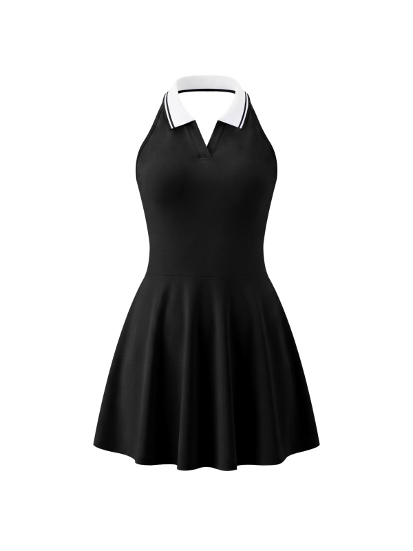 Women's Collared Halter A-Line Tennis Dress