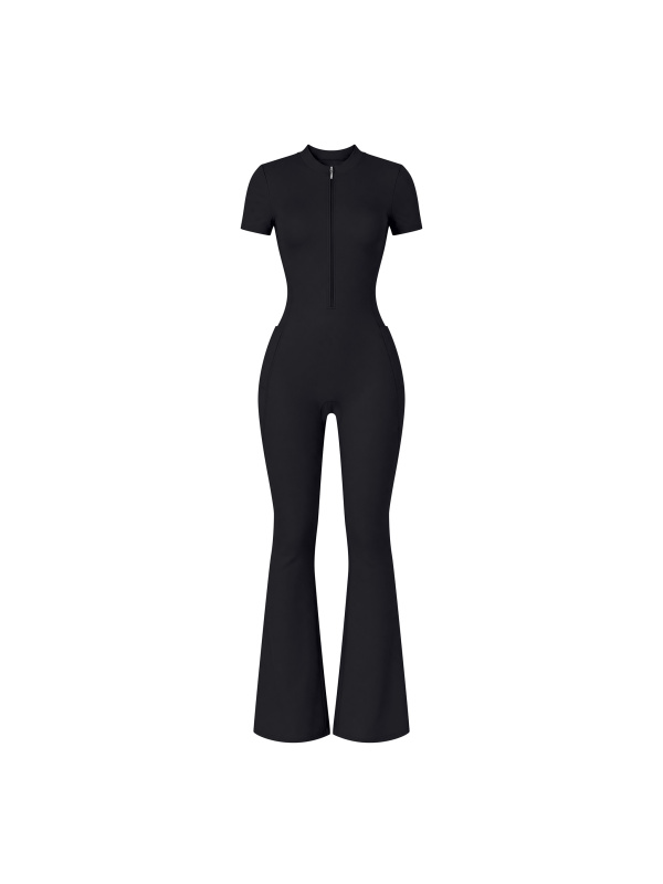 Women’s Tight Flared Leg Quarter-Zip Jumpsuit
