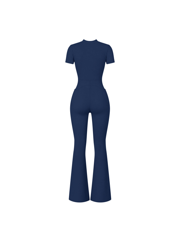 Women’s Tight Flared Leg Quarter-Zip Jumpsuit