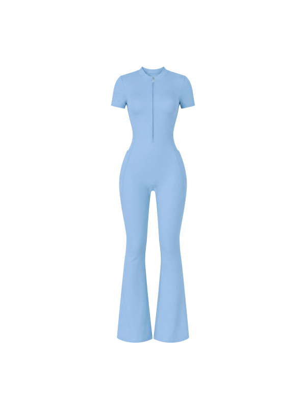 Women’s Tight Flared Leg Quarter-Zip Jumpsuit