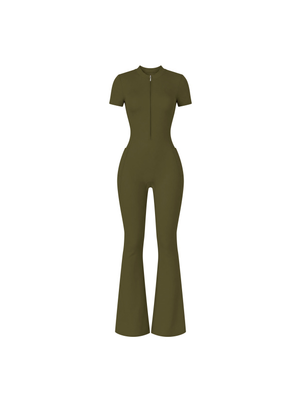 Women’s Tight Flared Leg Quarter-Zip Jumpsuit