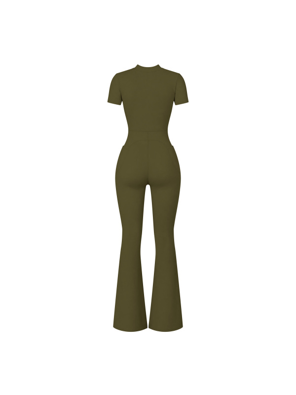 Women’s Tight Flared Leg Quarter-Zip Jumpsuit