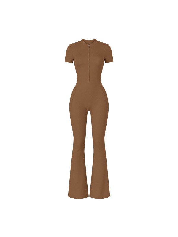 Women’s Tight Flared Leg Quarter-Zip Jumpsuit