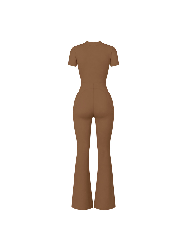 Women’s Tight Flared Leg Quarter-Zip Jumpsuit