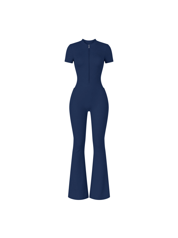 Women’s Tight Flared Leg Quarter-Zip Jumpsuit